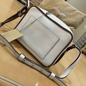 Michael Kors Collection Optic White Genuine Leather Crossbody